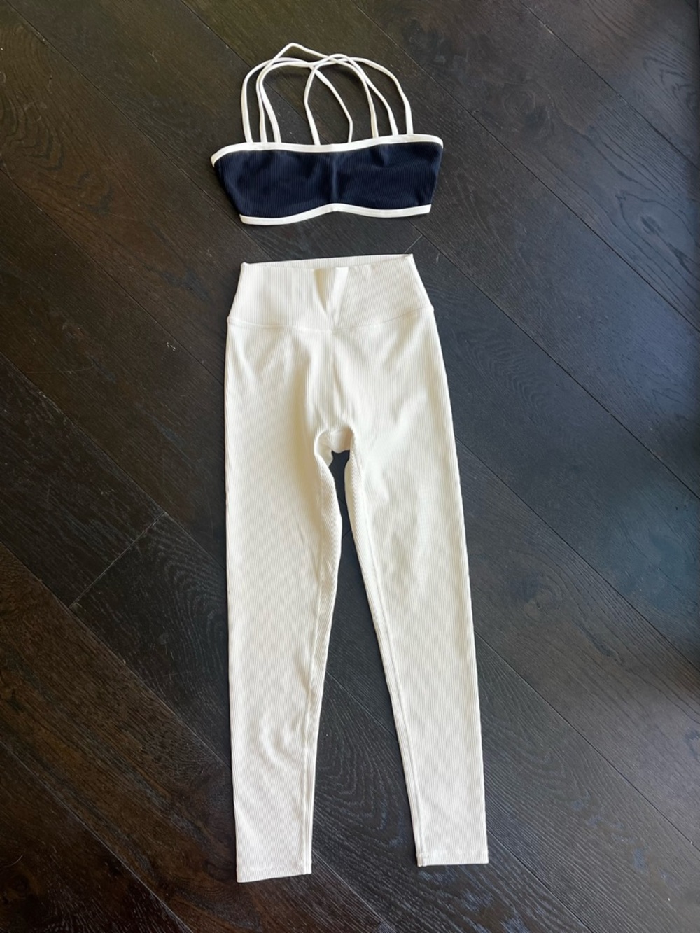 White Ribbed High-Waist Leggings